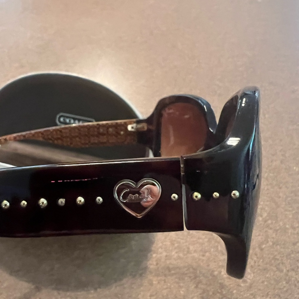 Coach Women's Dark Brown Sunglasses with Heart Detail